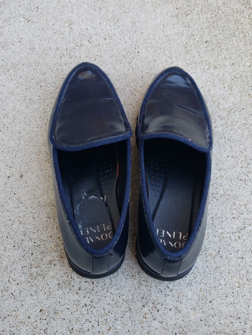 Donald Pliner Eclipse Dark Blue Patent Leather Loafers Shoes Size 6 Old Money - Picture 5 of 16